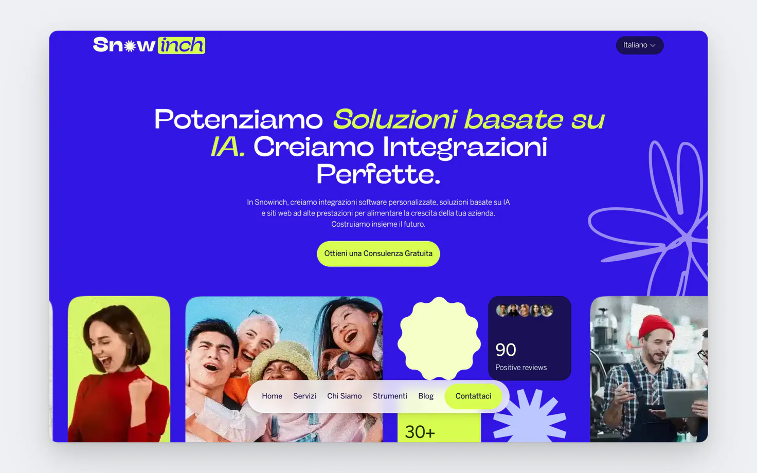 La web de Snowinch con la primera versión de la marca